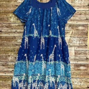 Anthony Richards mumu Women’s Giraffes Blue House Dress 3x